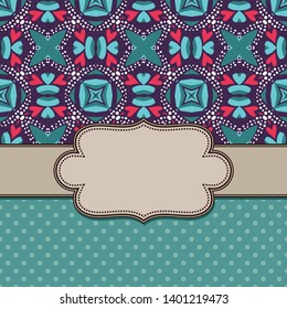 Vintage vector abstract flower frame with text place