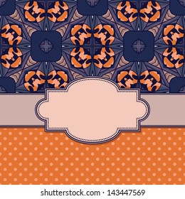 Vintage vector abstract flower frame with text place