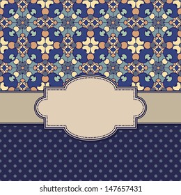 Vintage vector abstract flower frame with text place