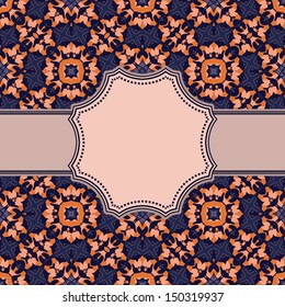 Vintage vector abstract flower frame with text place