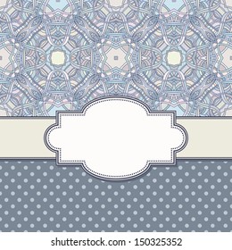 Vintage vector abstract flower frame with text place