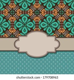 Vintage vector abstract flower frame with text place