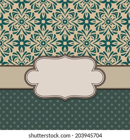 Vintage vector abstract flower frame with text place