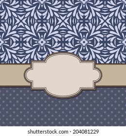 Vintage vector abstract flower frame with text place