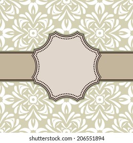 Vintage vector abstract flower frame with text place