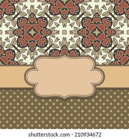Vintage vector abstract flower frame with text place