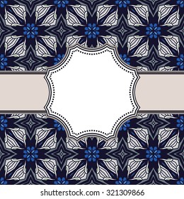 Vintage vector abstract flower frame with text place