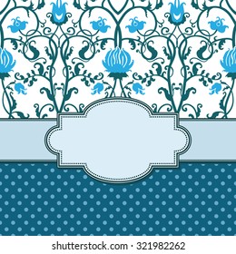 Vintage vector abstract flower frame with text place