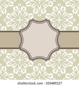 Vintage vector abstract flower frame with text place