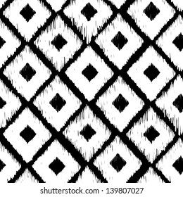 Vintage vector abstract seamless ikat pattern. Colorful seamless vintage background.