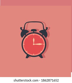 A vintage vector alarm clock flat style illustration 