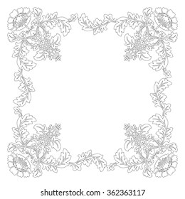 Vintage vector antique frame with floral ornament. Vector illustration