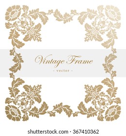 Vintage vector antique frame with floral ornament. Vector illustration