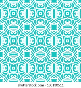 Vintage vector art deco pattern in tropical aqua blue color. Seamless texture for web; print; wallpaper; wedding invitation or website background; spring, summer or fall fashion; fabric or textile