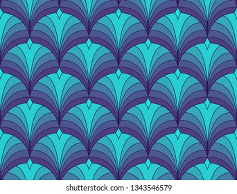 Vintage Vector Art Deco Seamless Pattern. Geometric decorative texture. Vector floral background.