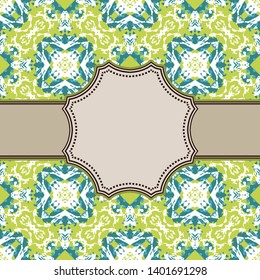 Vintage vector artistic abstract flower frame with text place