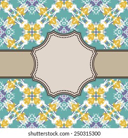Vintage vector artistic abstract flower frame with text place