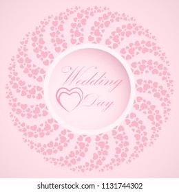 Vintage vector background. Vector banners with pink heart on pink background. Romantic design for greeting card, wedding invitation. Vortex of love.