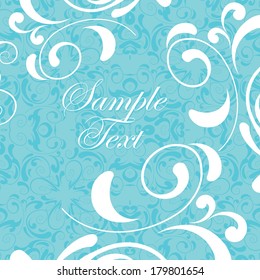 Vintage vector background, blue with white decor