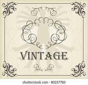 Vintage vector background with central person