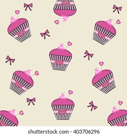 Vintage vector background with cupcakes