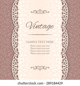 Vintage vector background with cutout lace borders. EPS 10