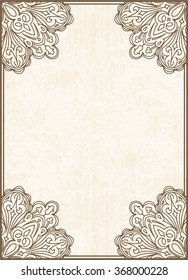 Vintage vector background. Decorative frame on aged background.