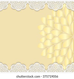 Vintage vector background, festive pattern embossing,  lace paper card, floral ornament, indian ornament, template greetings, 3D,