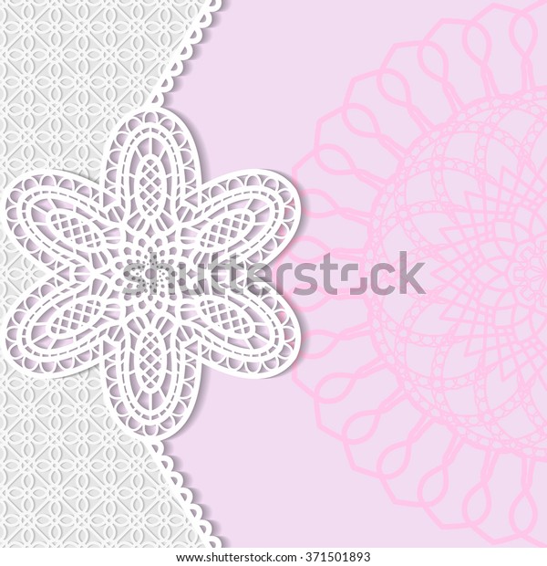 Vintage vector background, festive\
pattern embossing,  lace paper card, floral ornament, indian\
ornament, template greetings, 3D,  lace pattern, \
EPS10