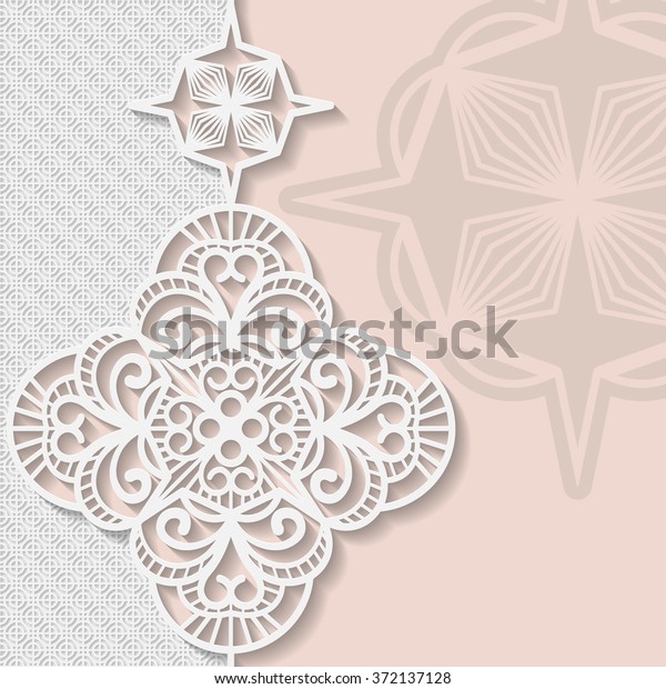 Vintage vector background, festive pattern embossing, \
lace paper card, floral ornament, indian ornament, template\
greetings, 3D, 