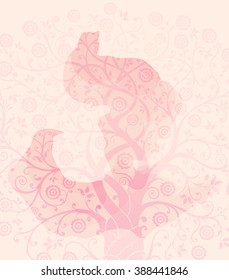 Vintage vector background with floral spring tree