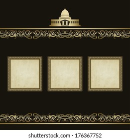 Vintage vector background in the form picture frame