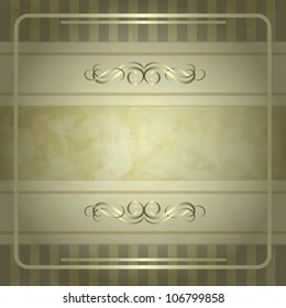 Vintage vector background with golden design for invitation, announcement or menu