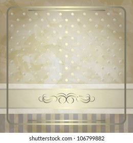 Vintage vector background with golden design for invitation, announcement or menu