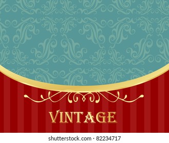 Vintage vector background with golden elements and copy space