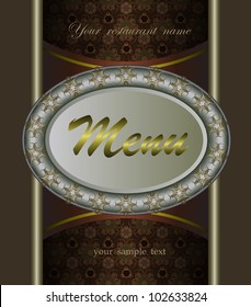 Vintage vector background with golden patterns.