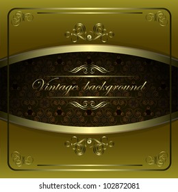 Vintage vector background with golden patterns.