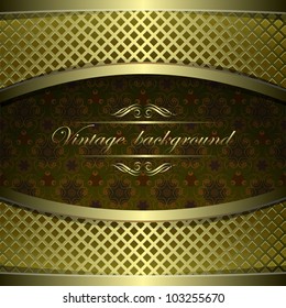 Vintage vector background with golden patterns.
