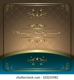 Vintage vector background with golden patterns.