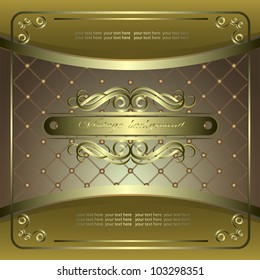 Vintage vector background with golden patterns.