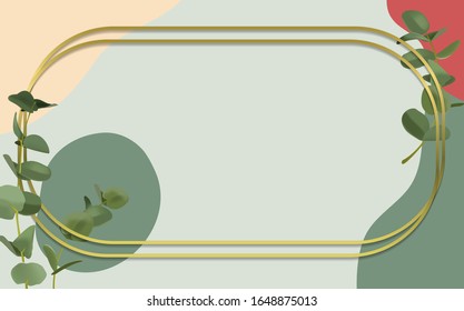 Vintage vector background with green branch and spring flower.