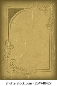 Vintage vector background in grunge style with very cracked old frame.