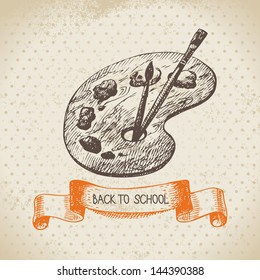Vintage vector background with hand drawn back to school illustration