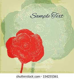 Vintage vector background with hand drawn flower