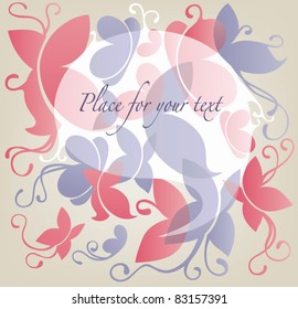 vintage vector background with image of butterfly and speech bubble