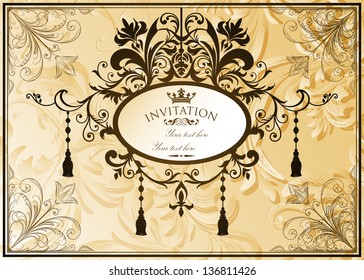 Vintage vector background with ornate frame