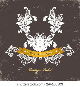 Vintage vector background with place for your text. Black and white background.
