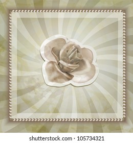 Vintage vector background with rose and scrapbook border