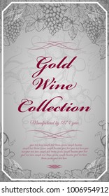 Vintage vector banner with painted grapes.