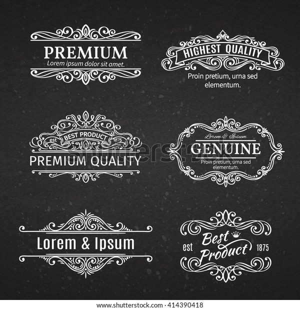 Vintage Vector Banners Labels Frames.\
Calligraphic Design Elements . Decorative Swirls, Scrolls, Dividers\
and Page Decoration in chalkboard style.\
